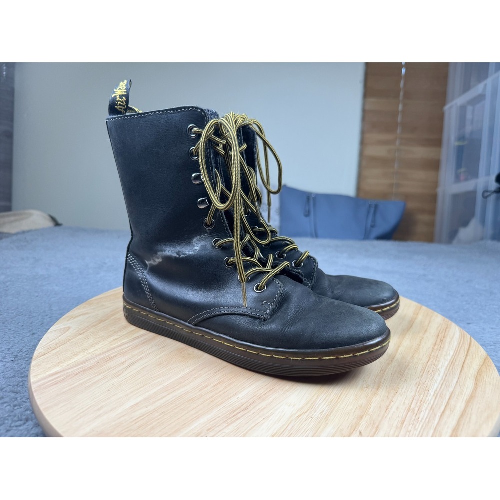 Dr Martens Air Wair Tehani Black Leather Boots US 6 Combat Lightweight